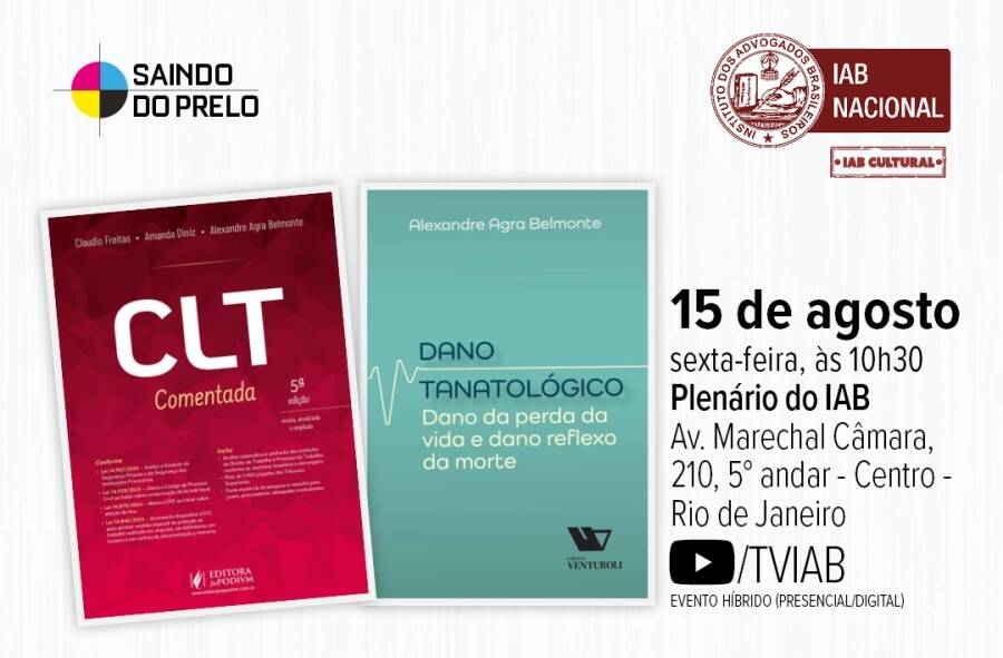 Ministro do TST Alexandre Agra Belmonte lança dois livros jurídicos no Rio