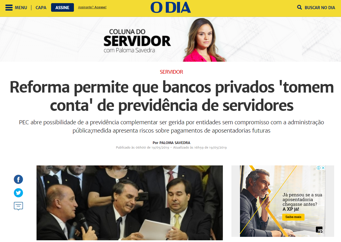 Com Reforma, bancos gerem previdência de servidores, diz Rodrigues a O DIA