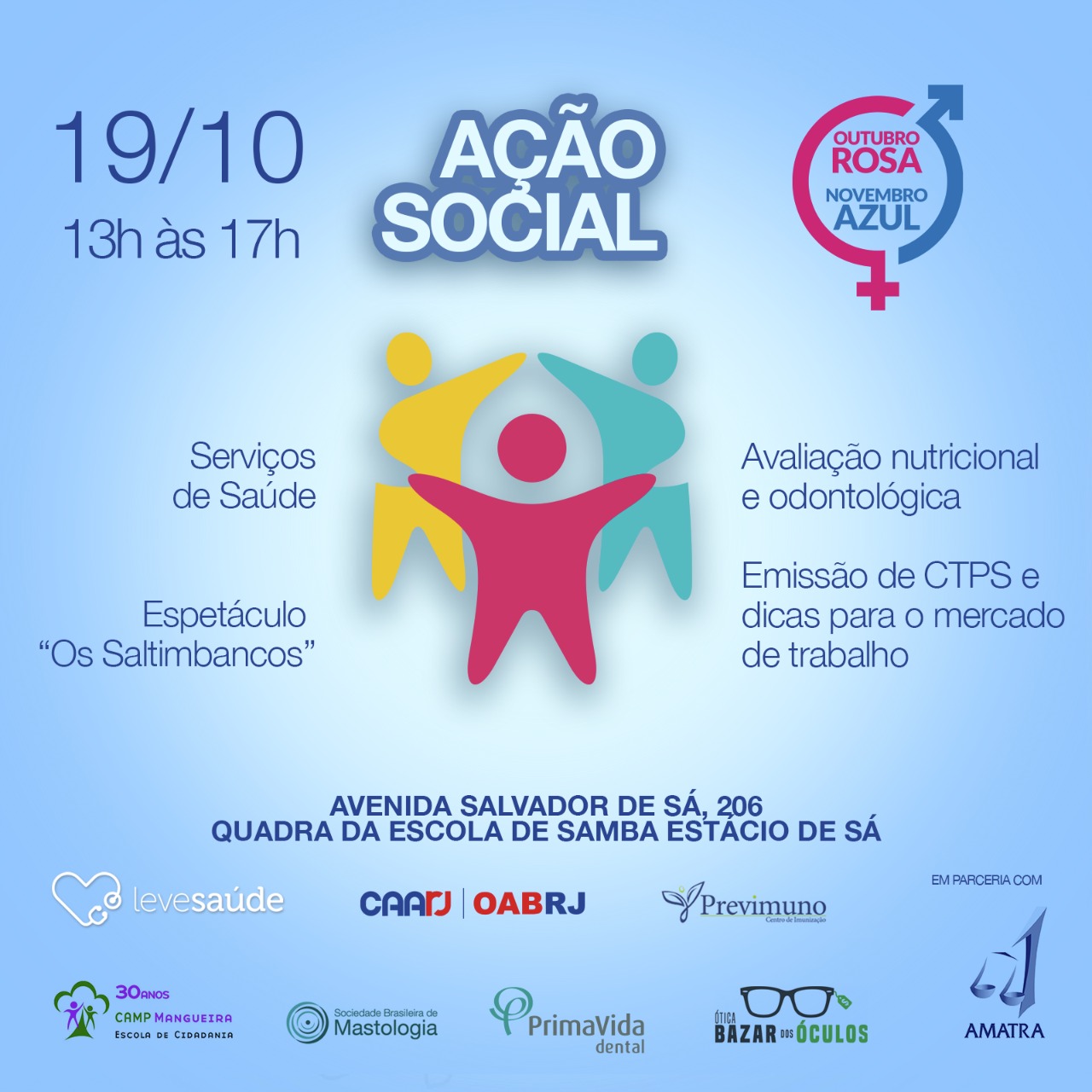 AMATRA1 promove ação social na quadra da Estácio de Sá dia 19