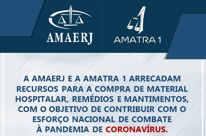 AMATRA1, AMAERJ e Ajuferjes fazem arrecadação para combater a Covid-19