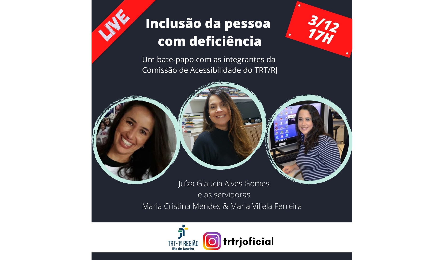 Inclusão de pessoas com deficiência no trabalho é tema de live do TRT-1