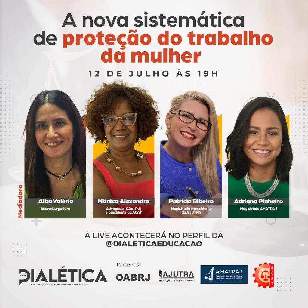 Associadas da AMATRA1 participam de ‘live’ sobre proteção do trabalho da mulher